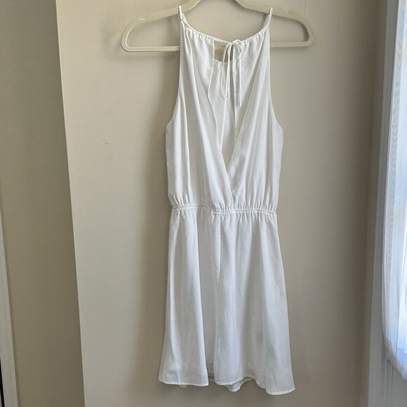 BCBGeneration Mini Dress White Chiffon Halter Neck SZ XS - Picture 2 of 5